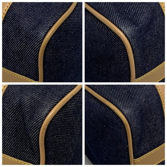 Authentic ChristianDior  Dark Navy Light Brown Denim Leather Handbag 611-100724 - Picture 6 of 14